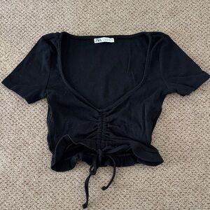 Zara Black Ruched Crop Top
